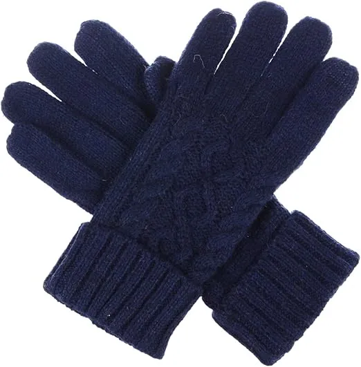 BYOS Womens Winter Cable Knitted Texting Gloves for Touchscreen Devices