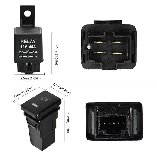 H11 H9 880 881 Fog Light Wiring Harness Socket Wire Connector with 40A Relay ON/Off Switch Kits for Toyota GM Hyundai Accent Elantra Peugeot LED Work Lamp Driving Light Etc