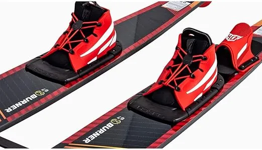 HO Sports Burner Combo Waterskis with Blaze Bindings, 140 lbs+, Max Speed 26 mph, Gold/Black