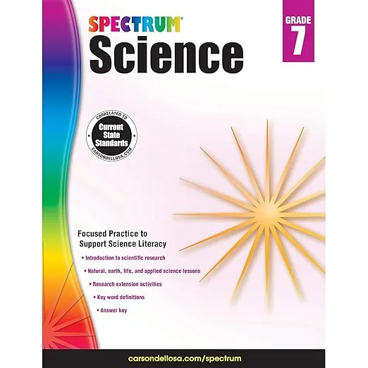 Spectrum 7th Grade Science Workbook, Ages 12 to 13, Grade 7 Science Workbook, Natural, Earth, and Life Science, 7th Grade Science Book with Research Activities - 176 Pages (Volume 59)