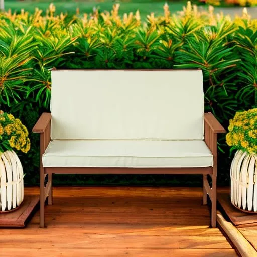 Furinno FG17319 Tioman Outdoor Hardwood Patio Furniture Mediterranean Bench with Cushion, 1, Natural