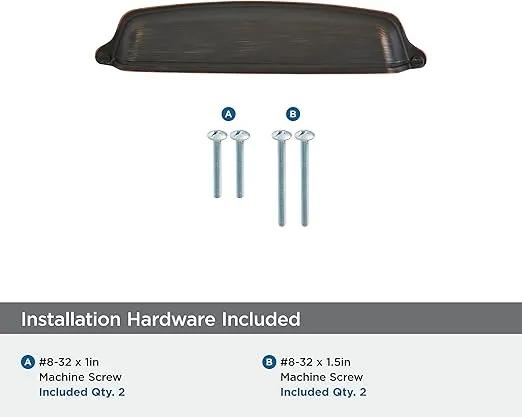 Amerock | Cabinet Cup Pull | Oil Rubbed Bronze | 5-1/16 inch (128 mm) Center-to-Center | Stature | 10 Pack | Drawer Pull | Drawer Handle | Cabinet Hardware