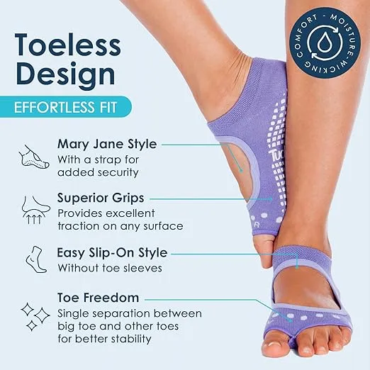 Tucketts Pilates Socks with Grips for Women, Toeless Yoga Socks Non Slip, Home Slipper Socks, Antislip Grip Socks, Size 5-13
