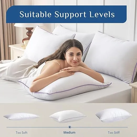 JOLLYVOGUE Pillows Queen Size Set of 2, Bed Pillows Set of 2, Cooling and Supportive Pillows with Super Soft Down Alternative Fill, Luxury Fluffy Hotel Quality for Side, Back, and Stomach Sleepers