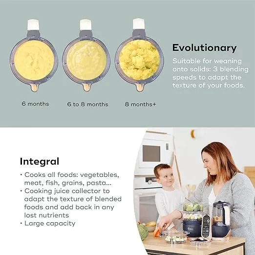 Babymoov Duo Meal Station XL, 6 in 1 Food Processor with Steamer, Multi-Speed Blender, Warmer, Defroster & Sterilizer (Nutritionist Approved), pink