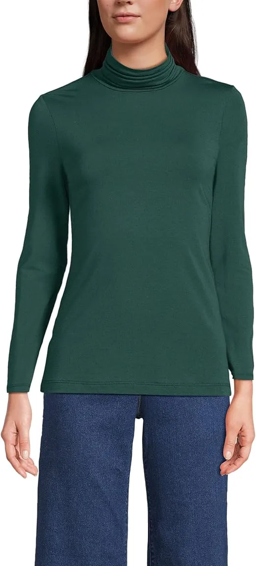 Lands' End Women's Lightweight Jersey Skimming Long Sleeve Turtleneck