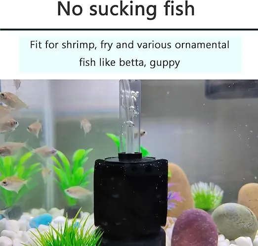 AQUANEAT Sponge Filter, Aquarium Sponge Filter, Fish Tank Filter with Airline Tubing, Valves Airline Tubing, Air Pump Valves, Suction Cups(up to 10Gal)