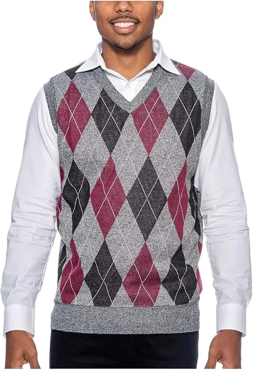 True Rock Men's Argyle V-Neck Sweater Vest