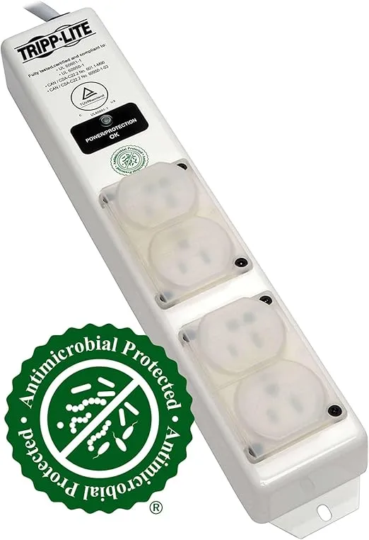 Tripp Lite Medical-Grade Surge Protector Power Strip, 4 Hospital-Grade Outlets, 6 ft. Cord, For Patient-Care Vicinity- UL60601-1 (SPS406HGULTRA)