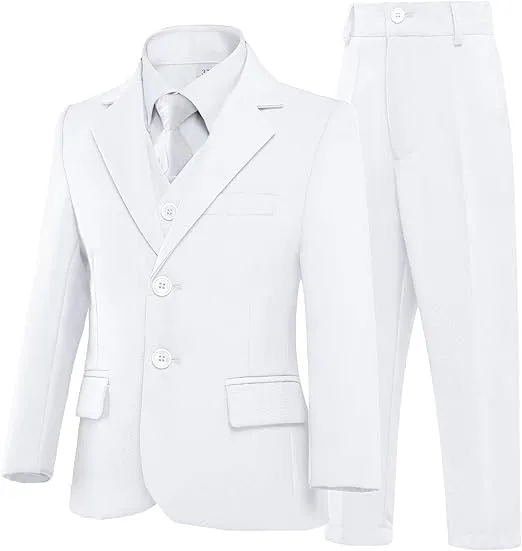 Boys’ Formal Suit 5 Piece Set, Toddler Tuxedos for Wedding, Suits for Teens Boy Dress School Clothes