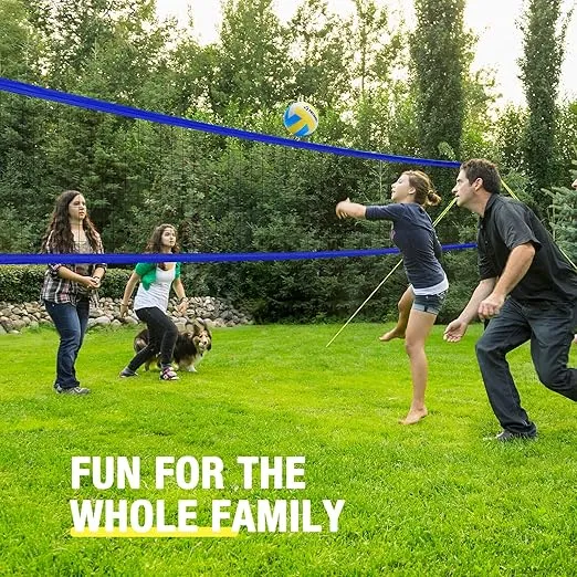 Volleyball Net for Backyard Portable Volleyball Set System with Adjustable Height Steel Poles, PU Volleyball with Pump and Carrying Bag for Outdoor