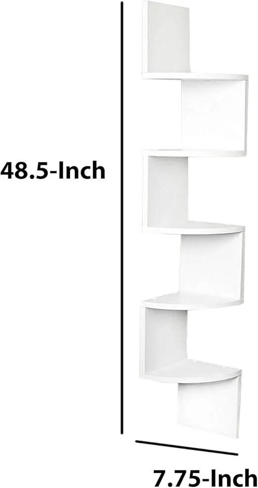 Danya B. XF11035W Large Decorative 5-Tier Corner Floating Wall Mount Display Shelving Unit - White