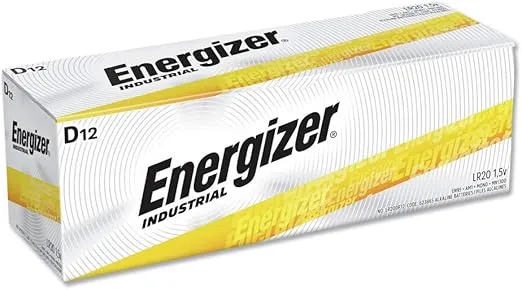 Energizer D Alkaline Industrial Batteries1.5v, Box of 12