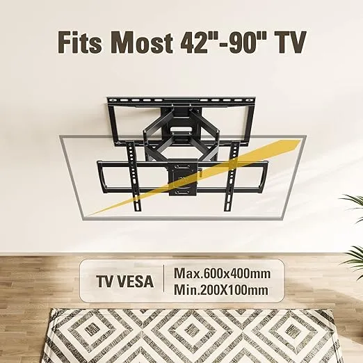 Mounting Dream UL Listed TV Wall Mount Bracket for Most 42-90 Inch TVs, Full Motion TV Mount with Articulating Arms, Max VESA 600x400mm and 132 lbs, Fits 16", 18", 24" Studs, MD2298