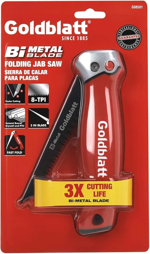 Goldblatt Folding Drywall / Sheetrock Saw, Jab / Hand Saw with Soft Grip Handle, for Wallboard, Plywood and PVC