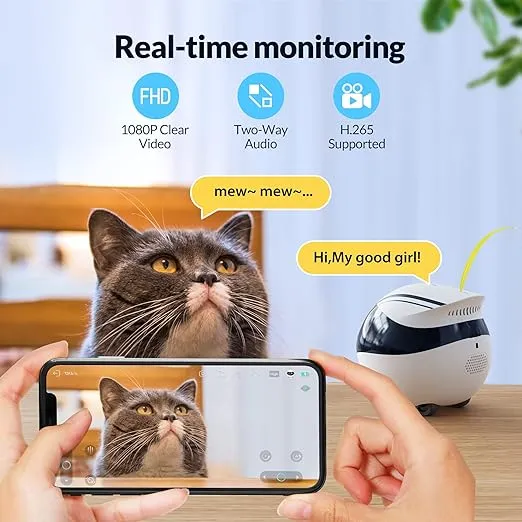 Enabot EBO Air Home Security Pet Camera, 2 Way Talk, Night Vison, Wireless APP Remote Control Indoor Security Camera, Movable Rechargeable Cam for Dog/Cat/Baby, SD Card Storage