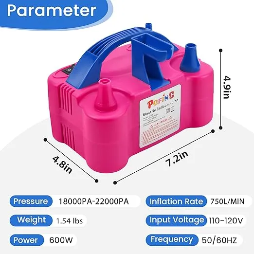 PCFING Balloon Pump Electric and Balloon Tying Tool in One, Portable Balloons Inflator Blower Machine with Dual Nozzle