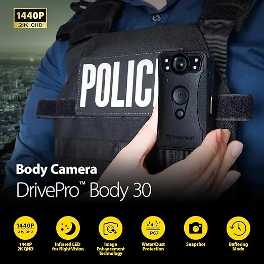 Transcend DrivePro Body 30 Body Camera 64GB TS64GDPB30A,1080p