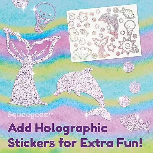 Creativity for Kids Squeegeez Magic Reveal Craft Kit: Mermaid - Dot Painting Art Kits for Kids, Cool Mermaid Gifts for Girls and Boys Ages 7-12+