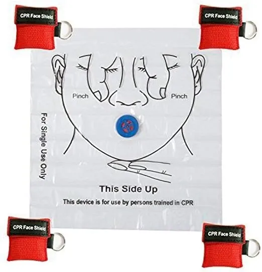 Pack of 5pcs CPR Face Shield Mask Keychain Ring First Aid Kit CPR Face Shields for First Aid or CPR Training (Red-5)
