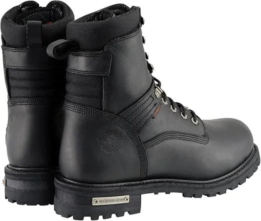 Milwaukee Leather Men's Black Wide Width 7-inch Lace to Toe Full-Waterproof Leather Boots MBM9036WP
