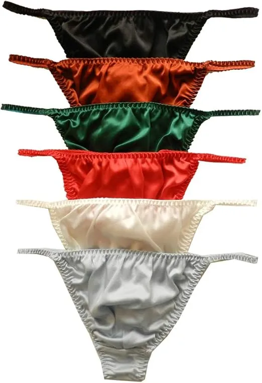 6pcs Men's Silk Panties G-Strings Thongs Size S M L XL 2XL