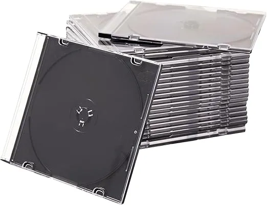Maxtek Ultra Thin 5.2mm Slim Clear CD Jewel Case with Built in Black Tray, 100 Pack.