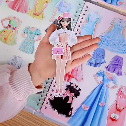 Magnetic Princess Dress Up Paper Doll Pretend Play Toys Magnet People Clothes Puzzles Game for 3+ Year Old Girls Toddler,Preschool Learning Created Imagine Set Birthday Gift (B Set)
