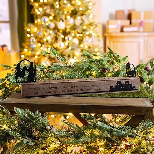Fun Express 18" x 2" Nativity Christmas Countdown Wood Tabletop Decoration