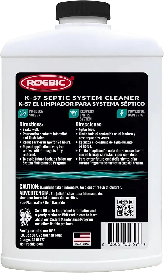 Roebic K-57-Q Septic System Cleaner: 32 Ounces, Cleans and Maintains Septic Systems for Optimal Performance