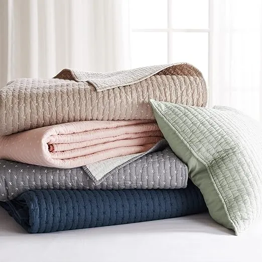 Levtex Home - Cross Stitch Desert Sage Quilt Set - 100% Cotton - Full/Queen Quilt (88x92in.) + 2 Standard Shams (26x20in.) - Reversible - Cotton Fabric
