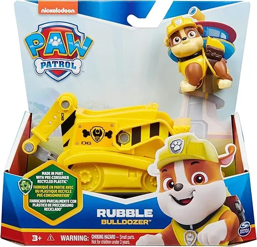 PAW Patrol, Rubble’s Bulldozer, Toy Vehicle with Collectible Action Figure, Sustainably Minded Kids Toys for Boys & Girls Ages 3 and Up