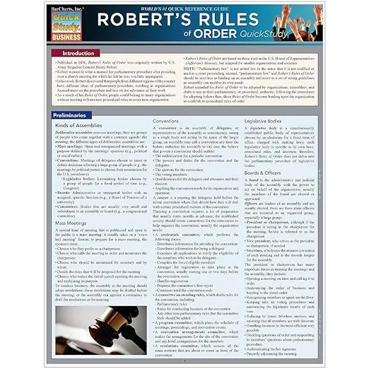 Robert's Rules Of Order QuickStudy Laminated Reference Guide (QuickStudy Business)