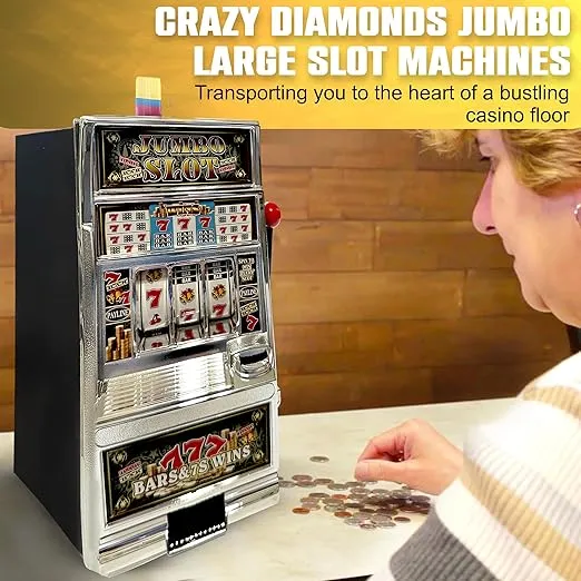 777 Jumbo Slot Machine Casino Toy Piggy Bank Replica with Flashing Lights and Jackpot Alert Sounds
