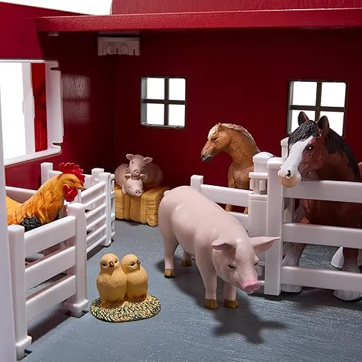 Terra By Battat - 20 Pcs Wooden Animal Barn Toy - Farm Toy Set - Pretend Play Toys For Kids and Toddlers Ages 3+