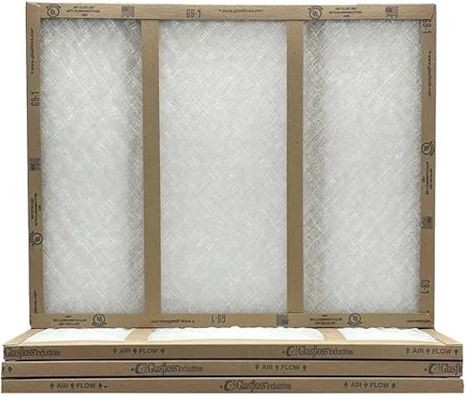 24x30x1 Glasfloss Fiberglass Air Filter, Double Strut, GDS Series, Made in USA, Actual Size: 23 5/8 x 29 5/8 x 3/4 (Box of 4)