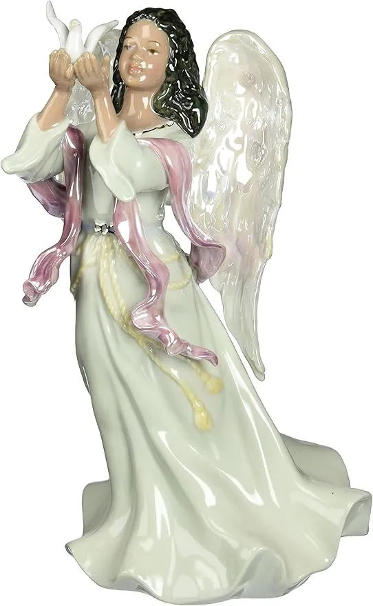 Cosmos 96571 Fine Porcelain African American Angel Musical Figurine, 9-1/8-Inch , Green