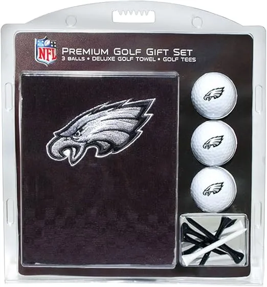 Team Golf Premium NFL Golf Gift Set: Embroidered Deluxe Golf Towel, 3 Golf Balls, and 14 Golf Tees (2-3/4" Regulation)