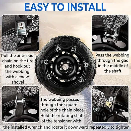 ZONETECH Tire Snow Chains 6-Pack All Season Black Upgraded Premium Quality Strong and Durable Anti-Skid Car SUV and Pick Up Truck Tire Chains for Emergency and Travel