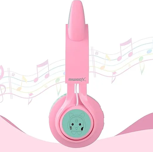 Riwbox CT-7 Cat Ear Bluetooth Headphones, LED Light Up Bluetooth Wireless Over Ear Headphones with Microphone and Volume Control for Travel/School/Smartphones/Laptop/PC/TV