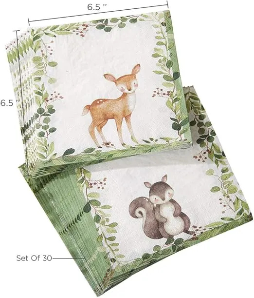 Kate Aspen Woodland Baby Shower Decorative Paper Napkins, Thick Decorative Dinner Napkins, Luncheon Serveware, 2 ply, 30 Count (Pack of 1)