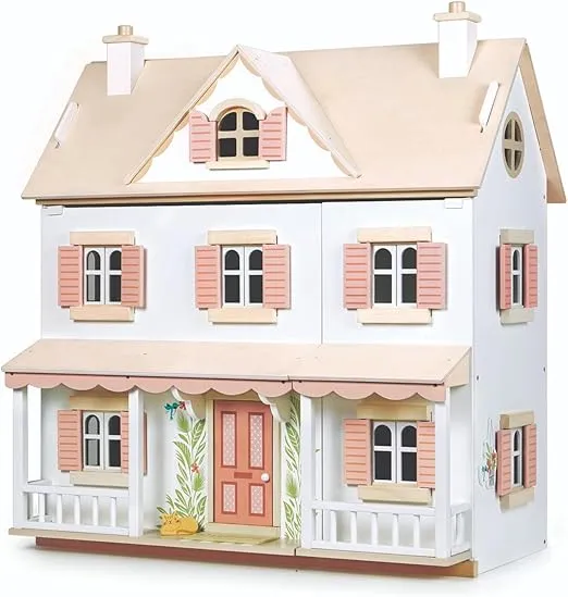 Tender Leaf Toys - Humming Bird House - 3 Story Large Wooden Colonial Style Doll House - Encourages Role-Play and Story Invention in Boys and Girls - Age 3+
