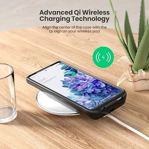 NEWDERY Battery Case for Samsung Galaxy S20 FE 10000mAh, Qi Wireless & Fast Charging & Andriod Auto Supported, Portable Extended Charger Case Compatible with S20 FE(6.5") Black