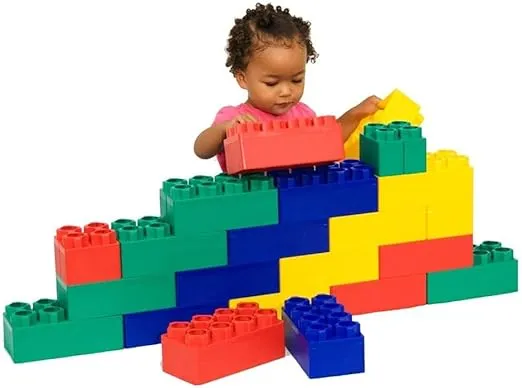 24pc Jumbo Blocks Preschool Set - 8" and 4" Large Building Blocks for Toddlers - Stackable - Creative and Educational Development for Children by Kids Adventure