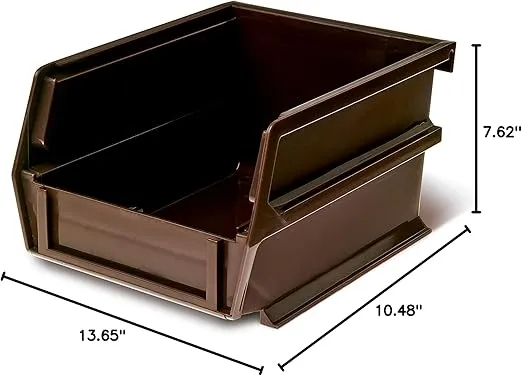 Triton Products LocBin (3-210BR-6) 5-3/8 In. L x 4-1/8 In. W x 3 In. H Brown Stacking, Hanging, Interlocking Polypropylene Bins, 6 CT
