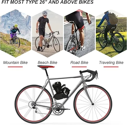 Ktaxon 100cc Bicycle Engine Kit, 2-Stroke Engine Bicycle Engine Bike Motor Kit with Super Fuel-efficient, Powerful Engine for Most 26" Bikes