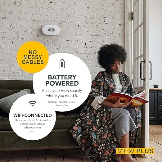 Airthings 2960 View Plus - Battery Powered Radon & Air Quality Monitor (PM, CO2, VOC, Humidity, Temp, Pressure)