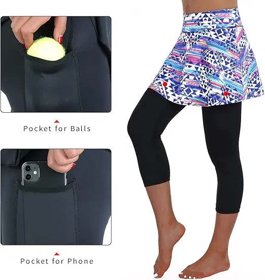 ANIVIVO Skirted Legging for Women, Yoga Legging with Skirts &Women Tennis Leggings Clothes Pockets
