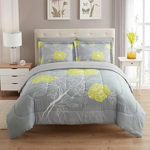 Sweet Home Collection 7 Piece Comforter Set Bag Solid Color All Season Soft Down Alternative Blanket & Luxurious Microfiber Bed Sheets, Florence, Full