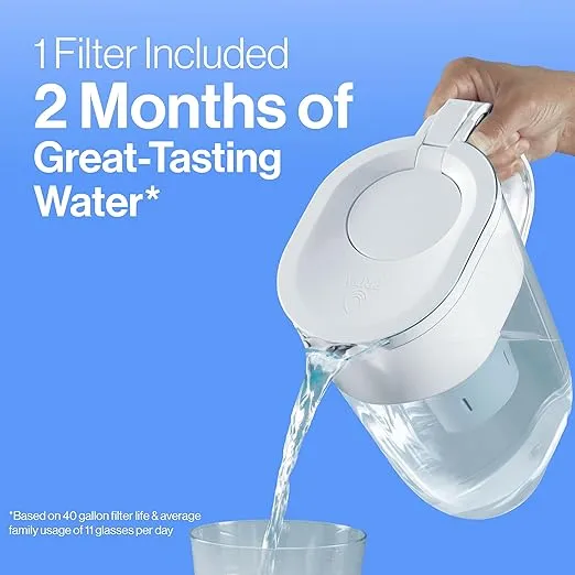 Brita Large Pitcher BPA-Free, Replaces 1,800 Plastic Water Bottles a Year, Lasts Two Months or 40 Gallons, Includes 1 Filter, 10cup, White